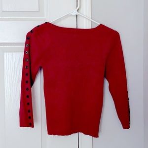 Red Michael Kors button-sleeve sweater